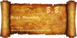 Bogi Benedek névjegykártya